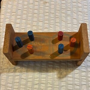 Vintage Wooden Play School Hammer &  Peg Game with Colorful Pegs
